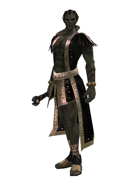 Golem Transformation Stick on a male Orc mystic, front view