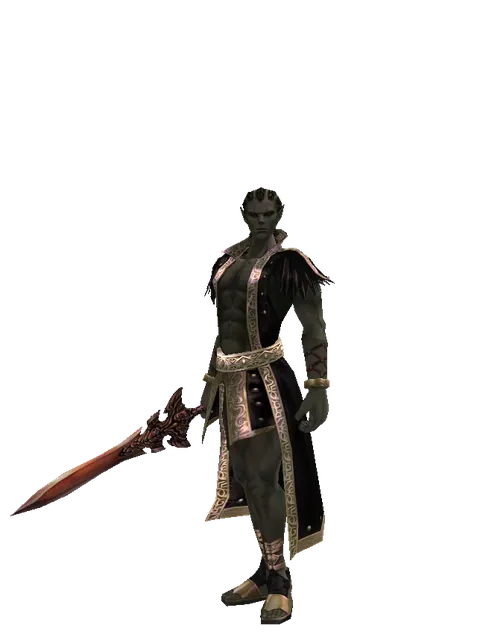 Homunkulus's Sword on a male Orc mystic, front view