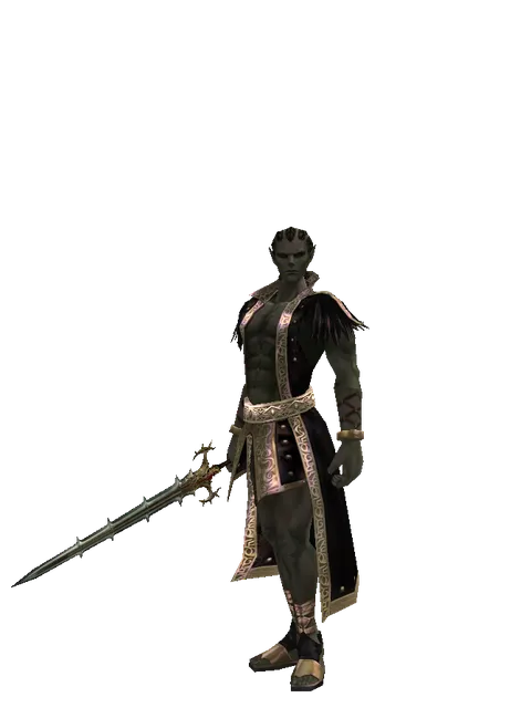Icarus Sawsword on a male Orc mystic, front view