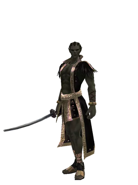 Katana on a male Orc mystic, front view