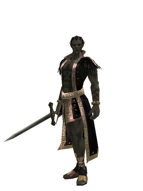 Old Knight Sword on a male Orc mystic, front view