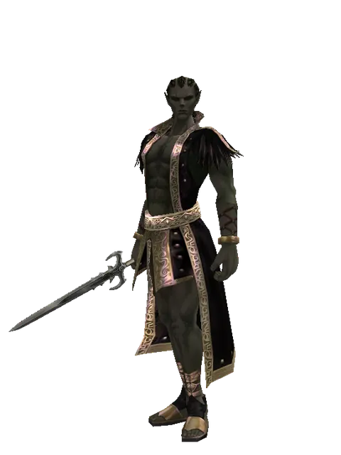 Priest Sword on a male Orc mystic, front view
