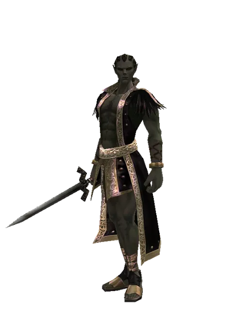 Rusted Bronze Sword on a male Orc mystic, front view