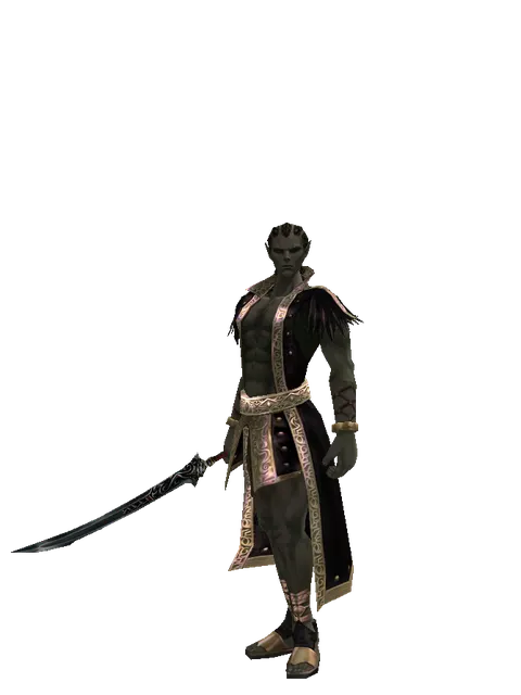 Samurai Longsword on a male Orc mystic, front view