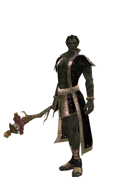 Scarecrow Transformation Stick on a male Orc mystic, front view