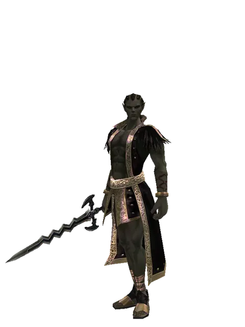 Stormbringer on a male Orc mystic, front view