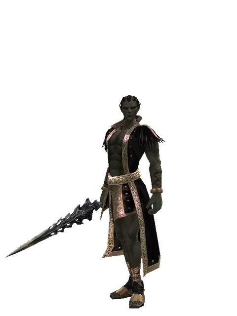Sword of Damascus on a male Orc mystic, front view