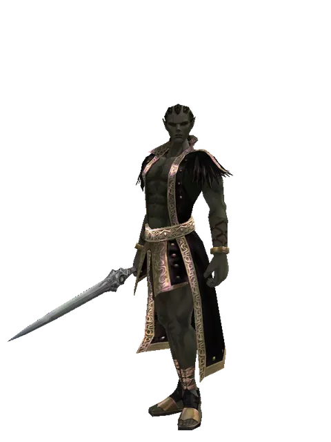 Sword of Magic Fog on a male Orc mystic, front view