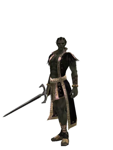 Sword of Revolution on a male Orc mystic, front view