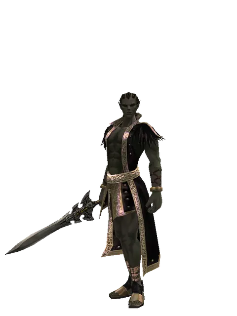 Sword of Whispering Death on a male Orc mystic, front view