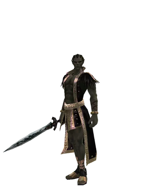 Tsurugi on a male Orc mystic, front view