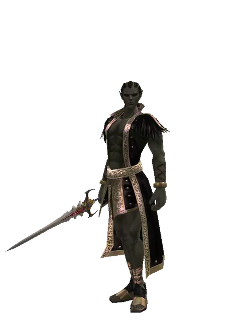 Vesper Mage Sword on a male Orc mystic, front view