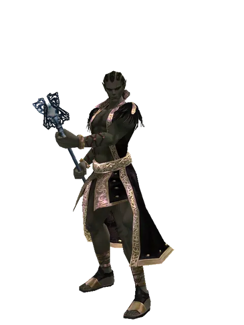 Conjuror's Staff on a male Orc mystic, front view