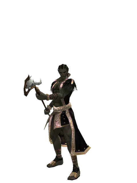 Cursed Staff on a male Orc mystic, front view