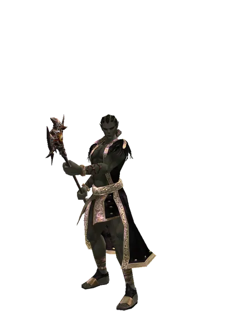 Daimon Crystal on a male Orc mystic, front view
