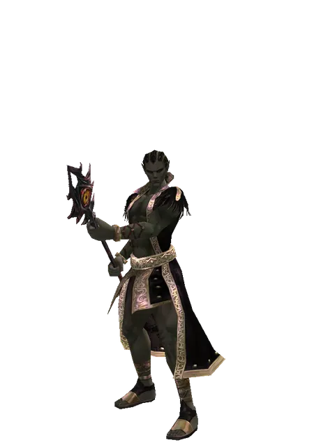 Demon's Staff on a male Orc mystic, front view