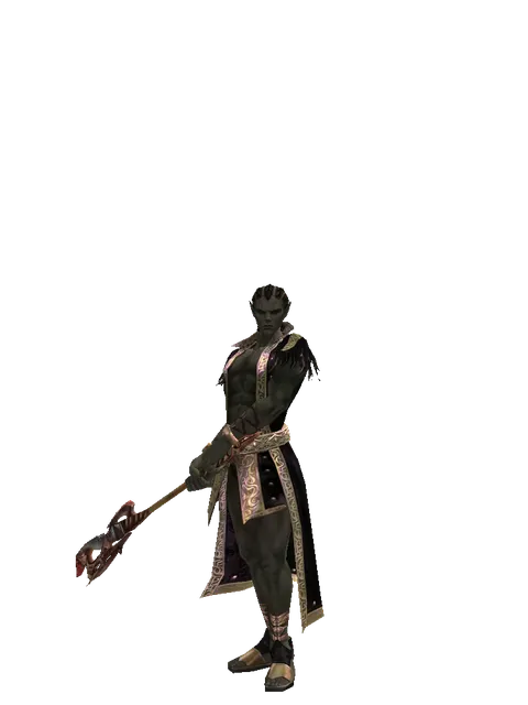 Dragon Hunter Axe on a male Orc mystic, front view