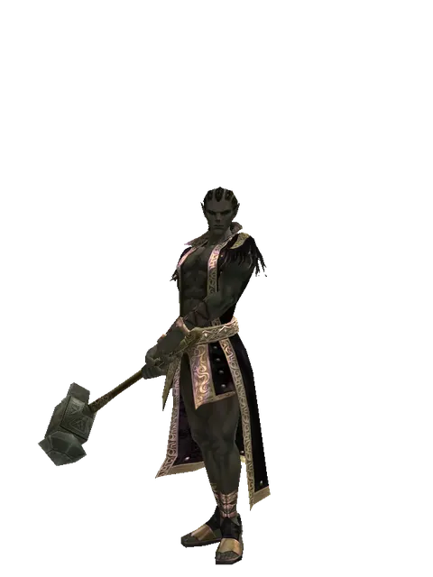 Dwarven Hammer on a male Orc mystic, front view