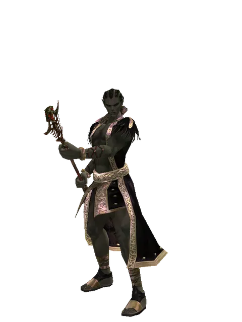 Ghoul's Staff on a male Orc mystic, front view