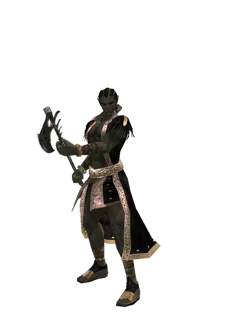 Heavy Doom Axe on a male Orc mystic, front view