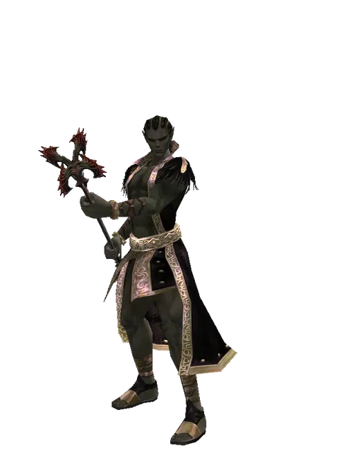Inferno Staff on a male Orc mystic, front view
