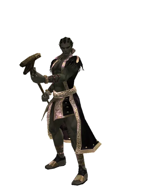 Mage Staff on a male Orc mystic, front view