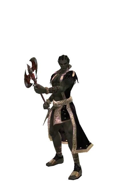 Pa'agrian Axe on a male Orc mystic, front view