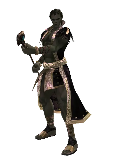 Sprite's Staff on a male Orc mystic, front view
