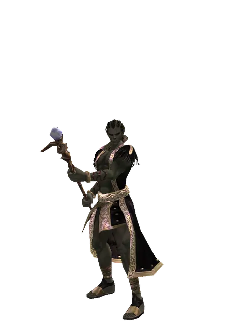 Staff of Magic on a male Orc mystic, front view