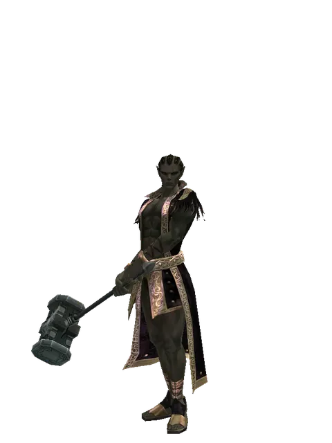 Titan Hammer on a male Orc mystic, front view