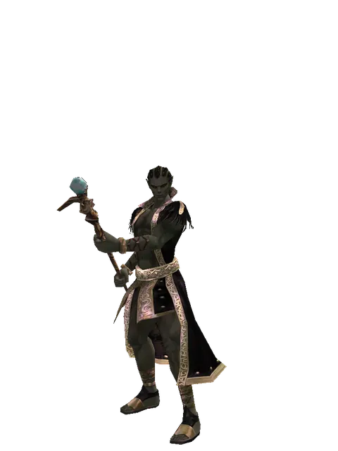 Traveler's Staff on a male Orc mystic, front view