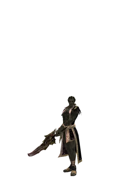 Demonic Sword Zariche on a male Orc mystic, front view