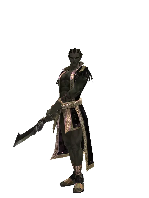 Enhanced Ancient Legacy Sword on a male Orc mystic, front view