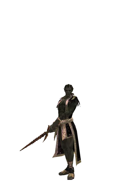 Flamberge on a male Orc mystic, front view