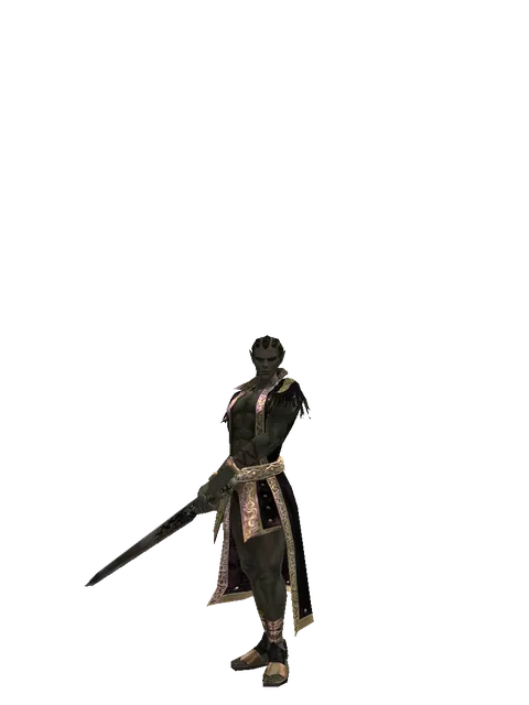 Great Sword on a male Orc mystic, front view