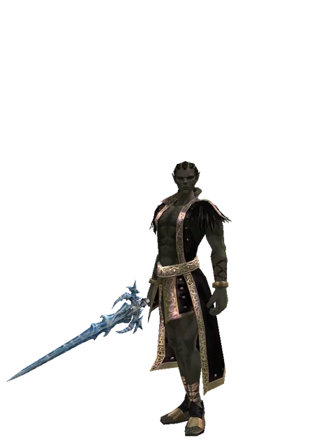 Sirra's Blade on a male Orc mystic, front view