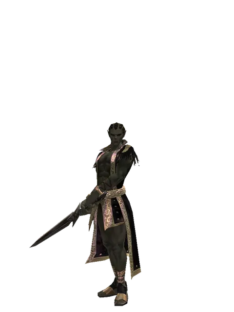Steel Sword on a male Orc mystic, front view