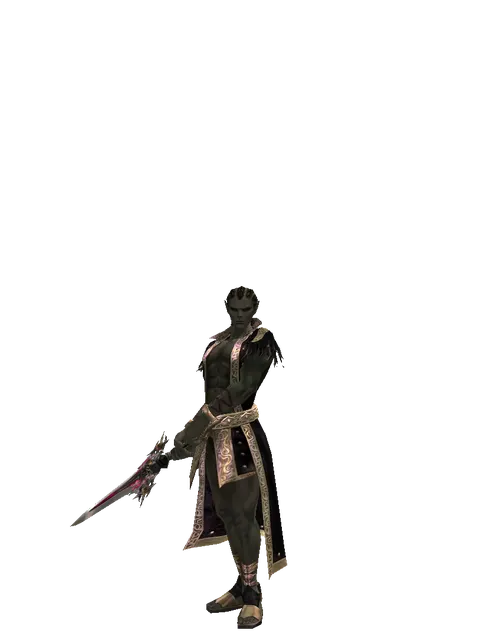 Vesper 2h Sword on a male Orc mystic, front view
