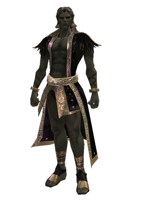 Artisan's Goggles on a male Orc mystic, front view