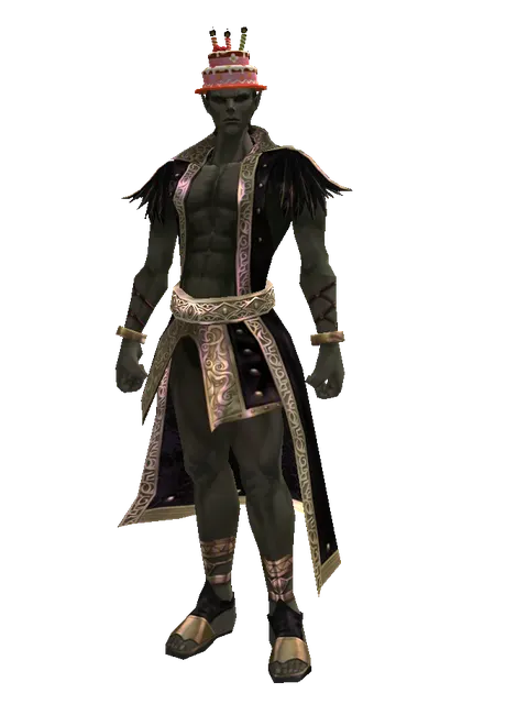 Birthday Hat on a male Orc mystic, front view