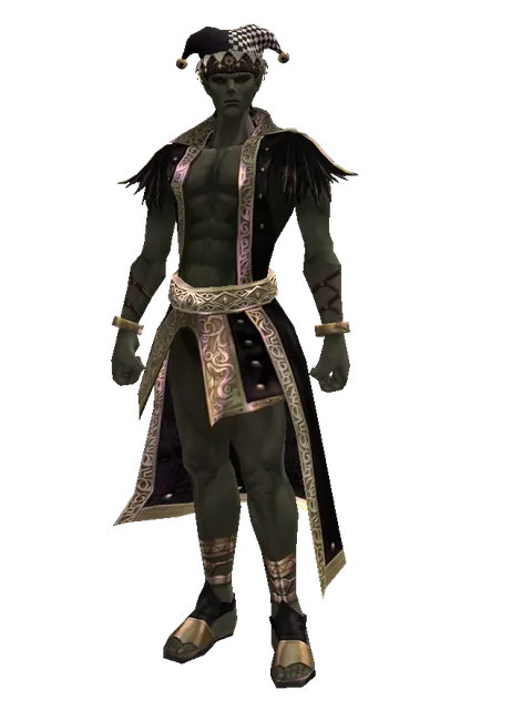 Black Jester Hat (?) on a male Orc mystic, front view