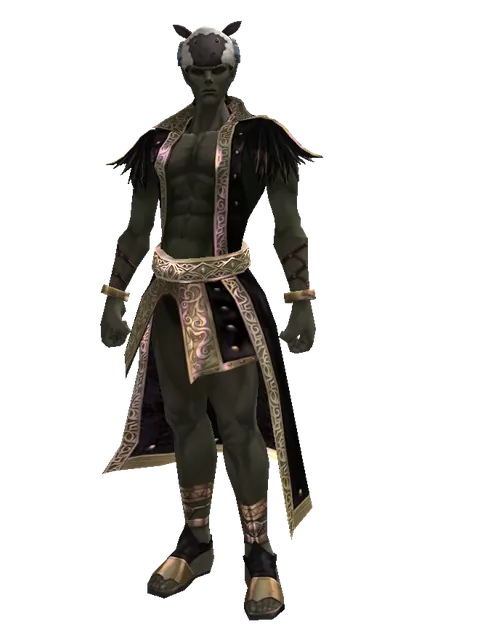 Black Sheep Hat on a male Orc mystic, front view