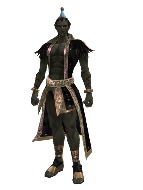 Blue Party Hat on a male Orc mystic, front view