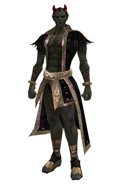 Demon Horns on a male Orc mystic, front view