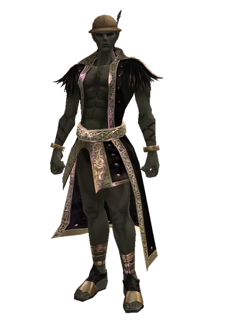 Explorer Hat on a male Orc mystic, front view