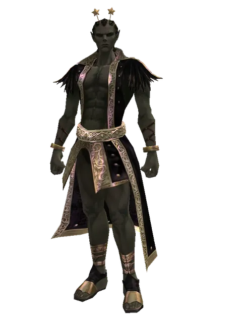 Fairy Antennae on a male Orc mystic, front view