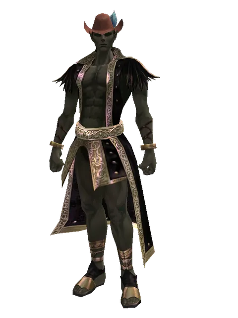 Feathered Hat on a male Orc mystic, front view