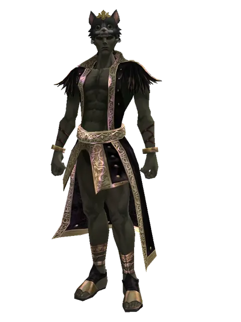 Feline King Hat on a male Orc mystic, front view
