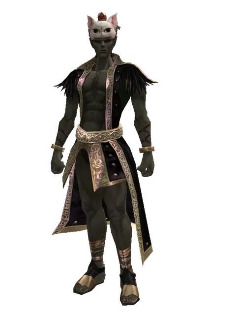 Feline Queen Hat on a male Orc mystic, front view