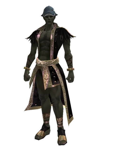 Fish Hat on a male Orc mystic, front view